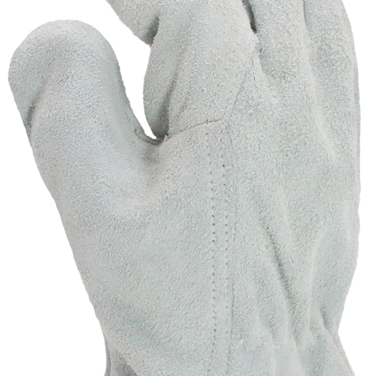 MaxiTough Wholesale Gray Split Cowhide Leather Work Gloves Full Leather Open Cuff Heavy Duty Gloves for Industrial Handling