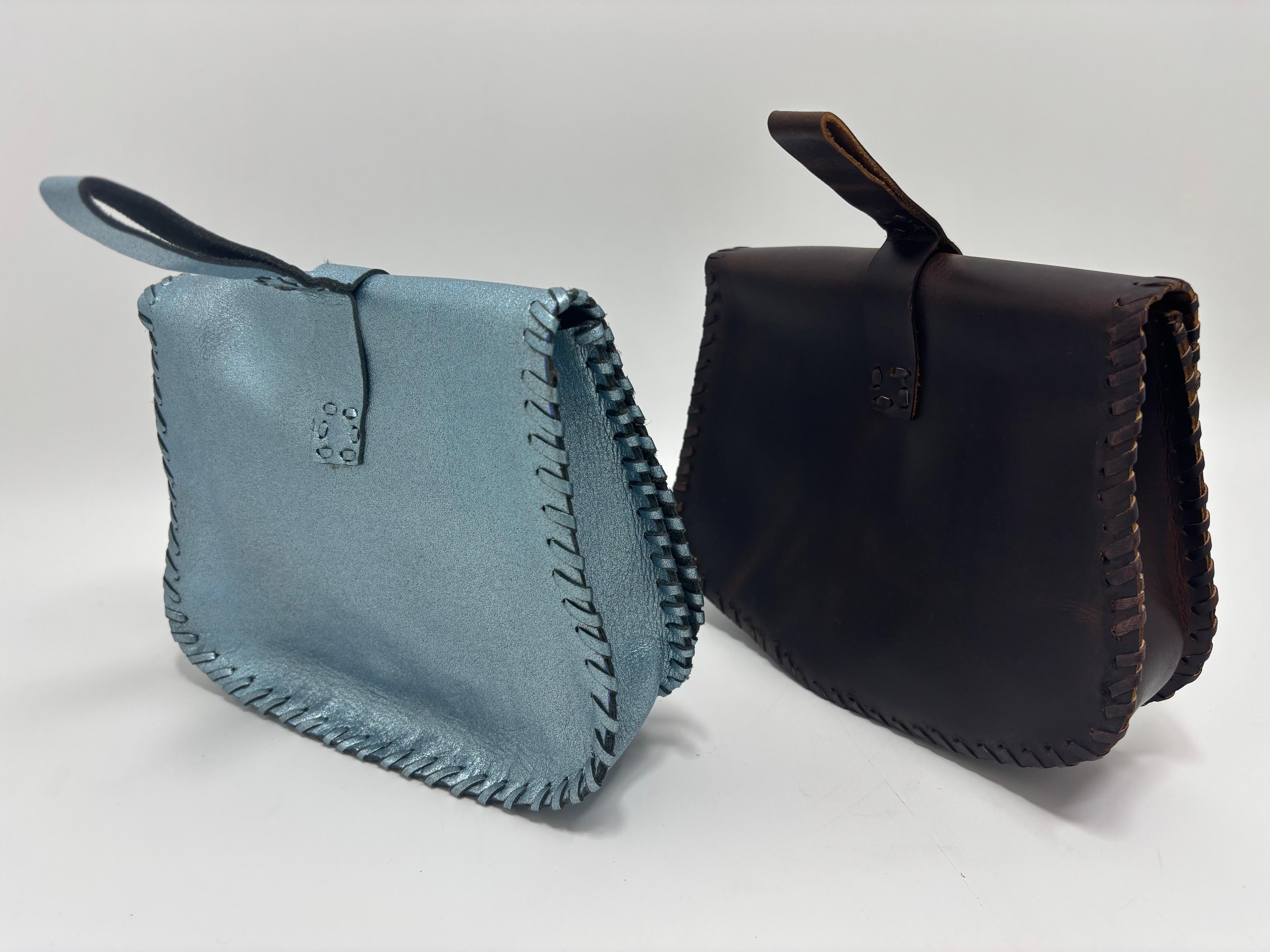 Premium Blue and Black Leather Satchels Bags with Two Buttons for Women OEM Wholesale Custom Export Durable Fashion Accessories