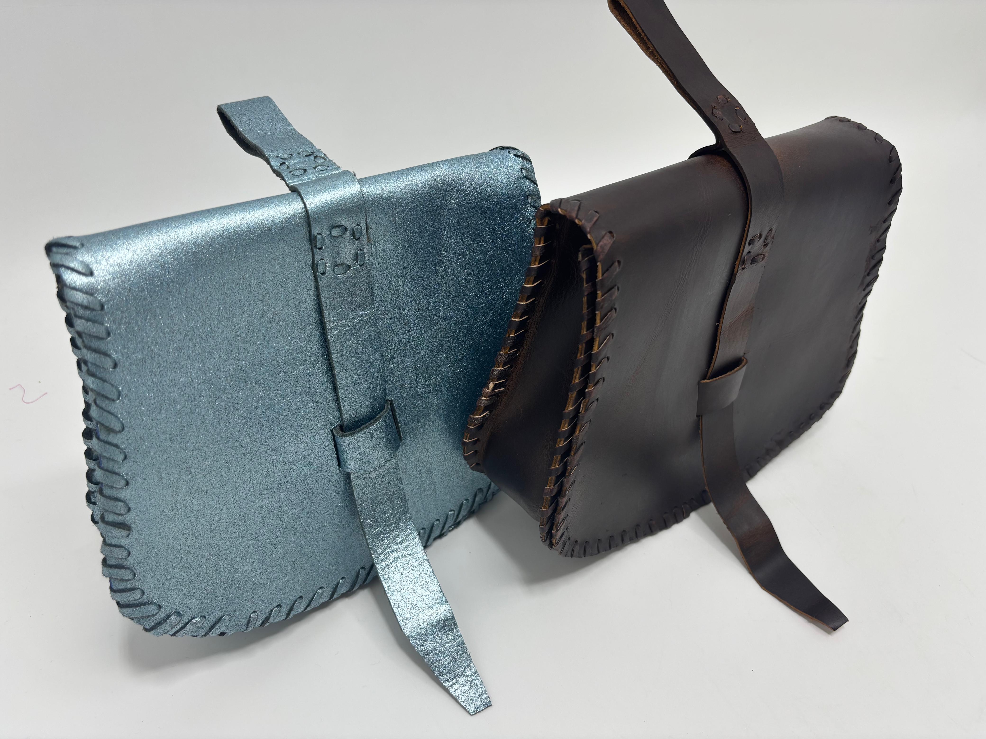 Premium Blue and Black Leather Satchels Bags with Two Buttons for Women OEM Wholesale Custom Export Durable Fashion Accessories