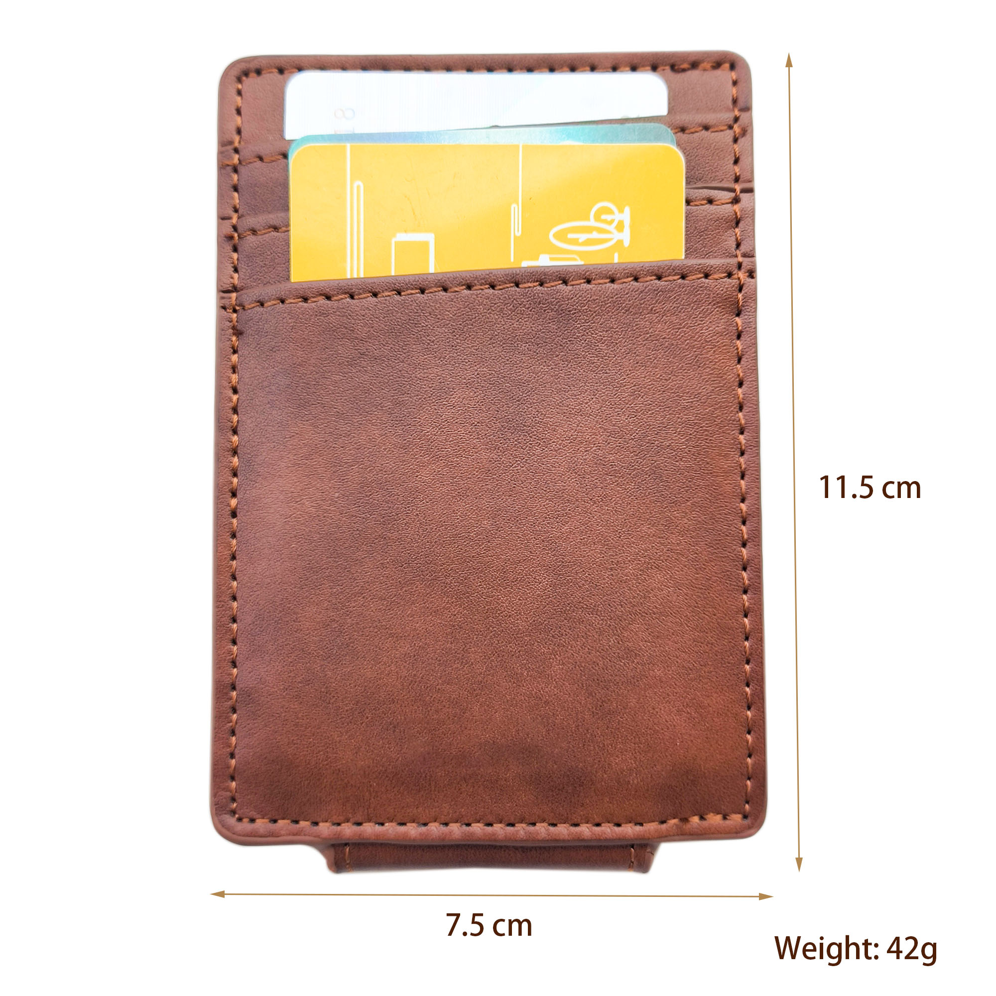 Factory Custom Genuine Top Grain Leather Crazy Horse Leather RFID Card Holder Leather Magnetic Money Clip