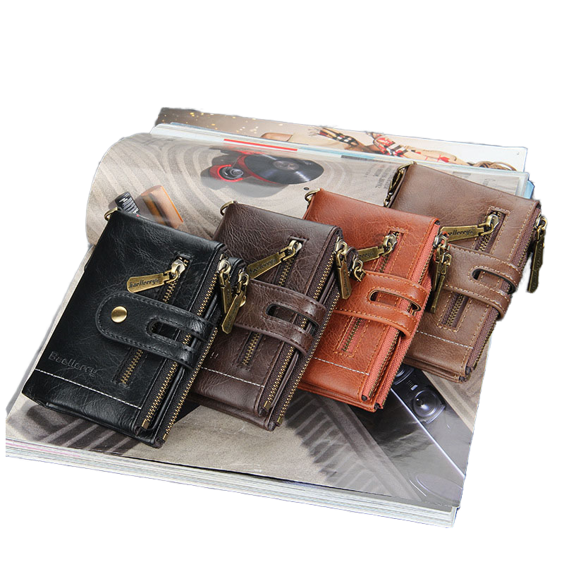 Men's Retro PU Leather Large-Capacity Wallets Multi-Card Casual Personalized Design with Short Zipper Polyester Lining-Wholesale