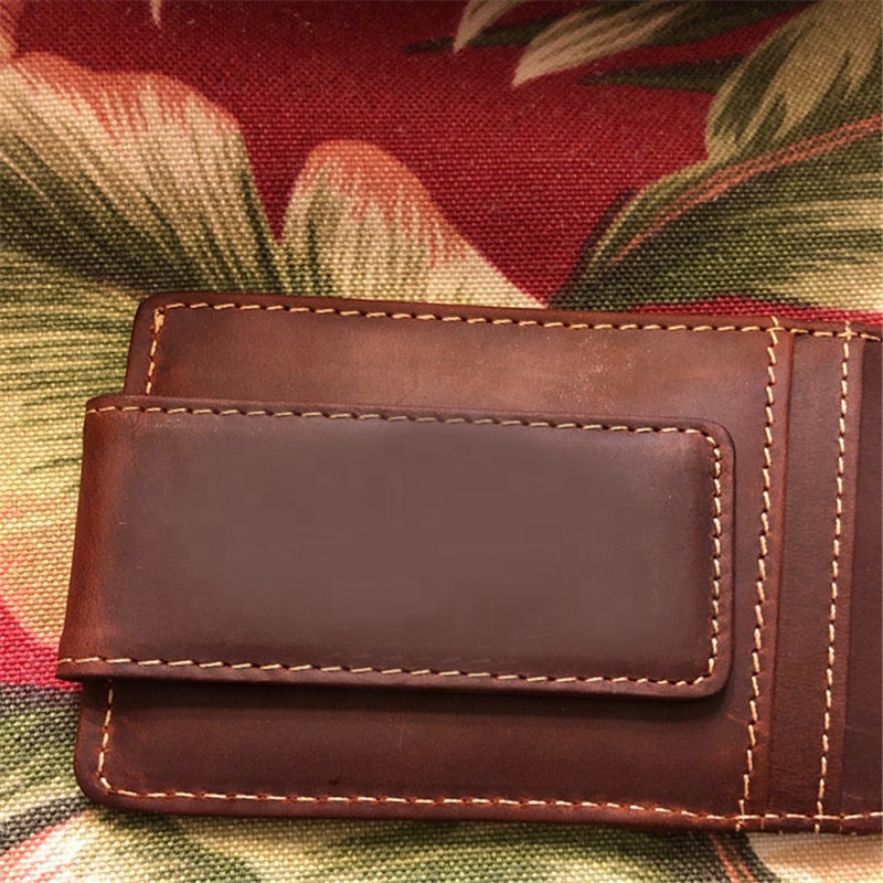 Genuine Leather Money Clip Wallet Custom Money Clip Blocking Leather Magic Wallet Money Clip