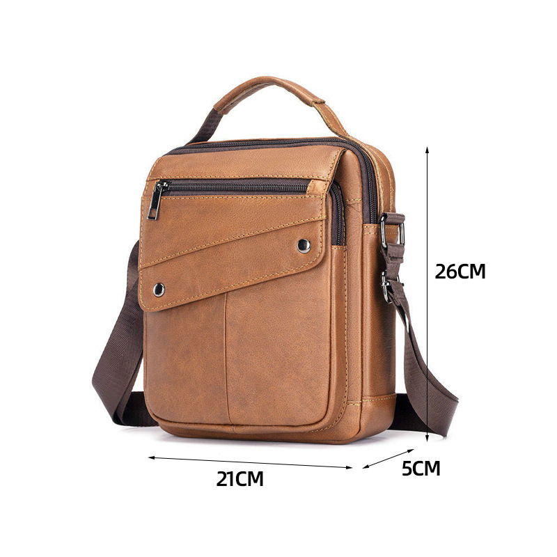 Wholesale First Layer Cowhide Retro Trend Shoulder Bag Men's Large Capacity Hand Genuine Leather Crossbody Bag