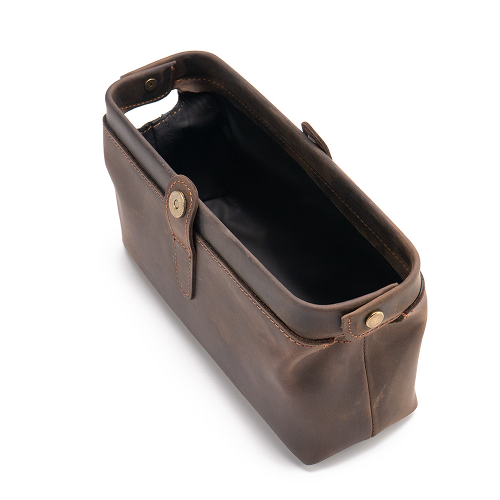 Crazy Horse Leather Vintage Toiletry Bag Genuine Leather Portable Travel Cosmetic Organizer Makeup Storage Custom LOGO OEM ODM