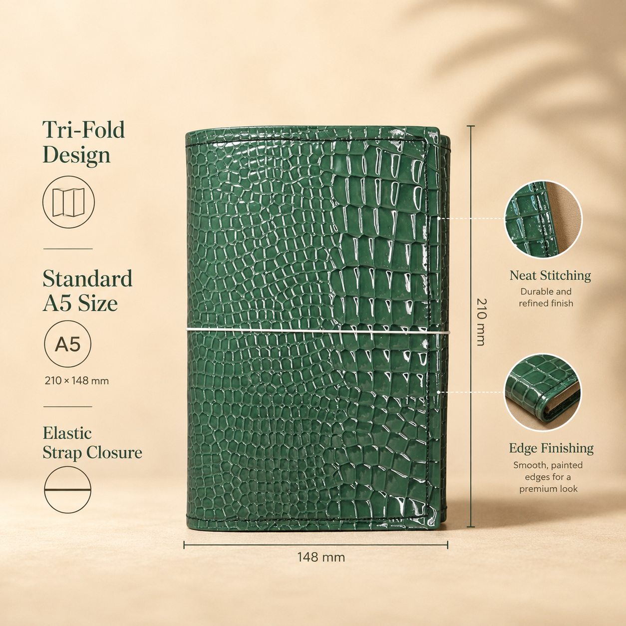 Custom PU Leather Thread Sewing Bound Embossed/Debossed Traveler Notebook Refillable Travel Journal Personalized Vintage Faux A5