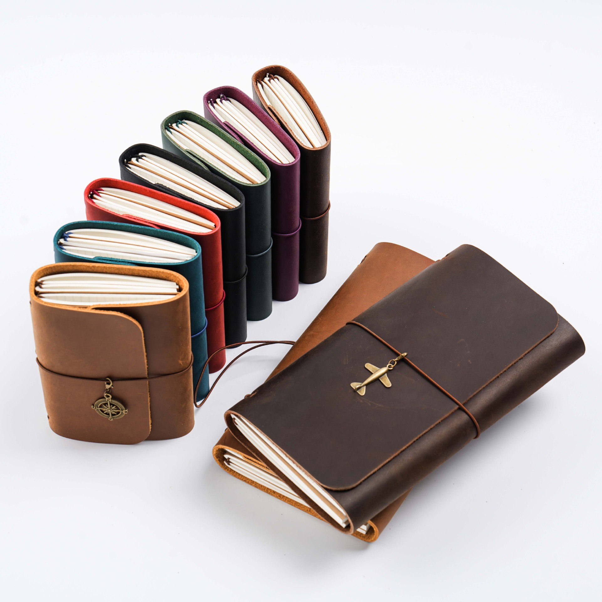 Manufacture Wholesale Logo Custom Genuine Full Grain Leather Journal Hardcover Folder Book Cover Handmade Cow Leather Notebook
