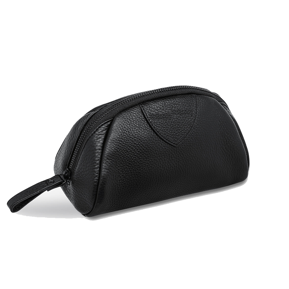 Mount Yanzhi Luxury Handmade Custom Logo Thread Zipper Portable Travel Cosmetic Bag Genuine Leather Soft Handle Makeup Organizer