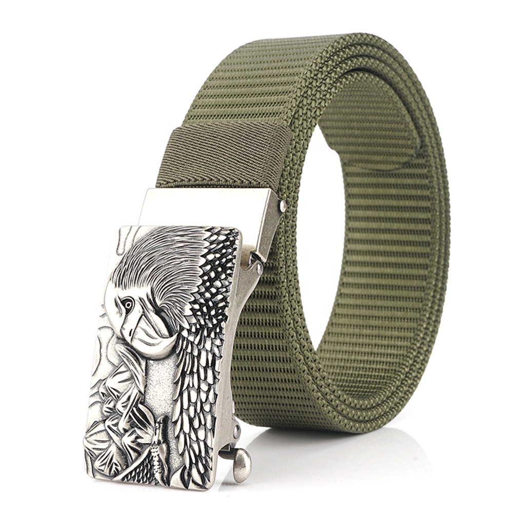TUSHI Customized Genuine Leather Belt for Men and Women Universal Nylon Fabric with Zinc Alloy Metal Buckle Elastic Waistband