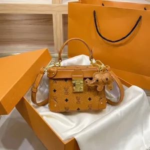 Luxury Genuine Cowhide Leather Mini Trunk Bag