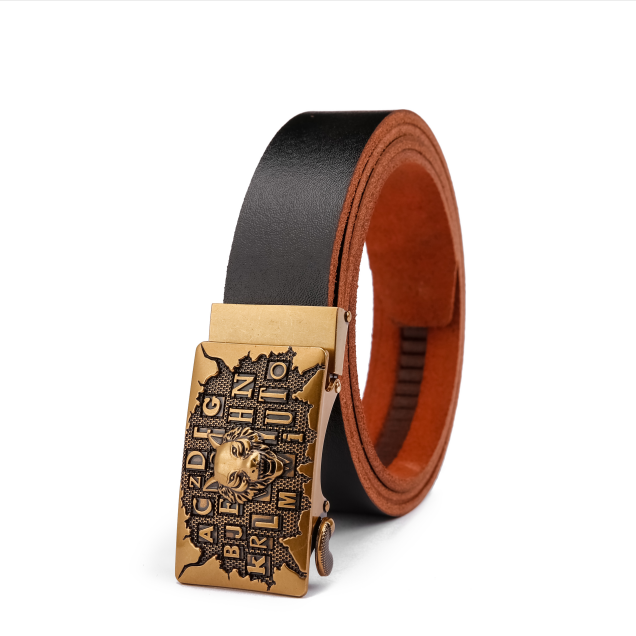 Custom Wholesale OEM Personalized Luxurious Men's Genuine Leather Ratcheting Black Wallet Belt Gift