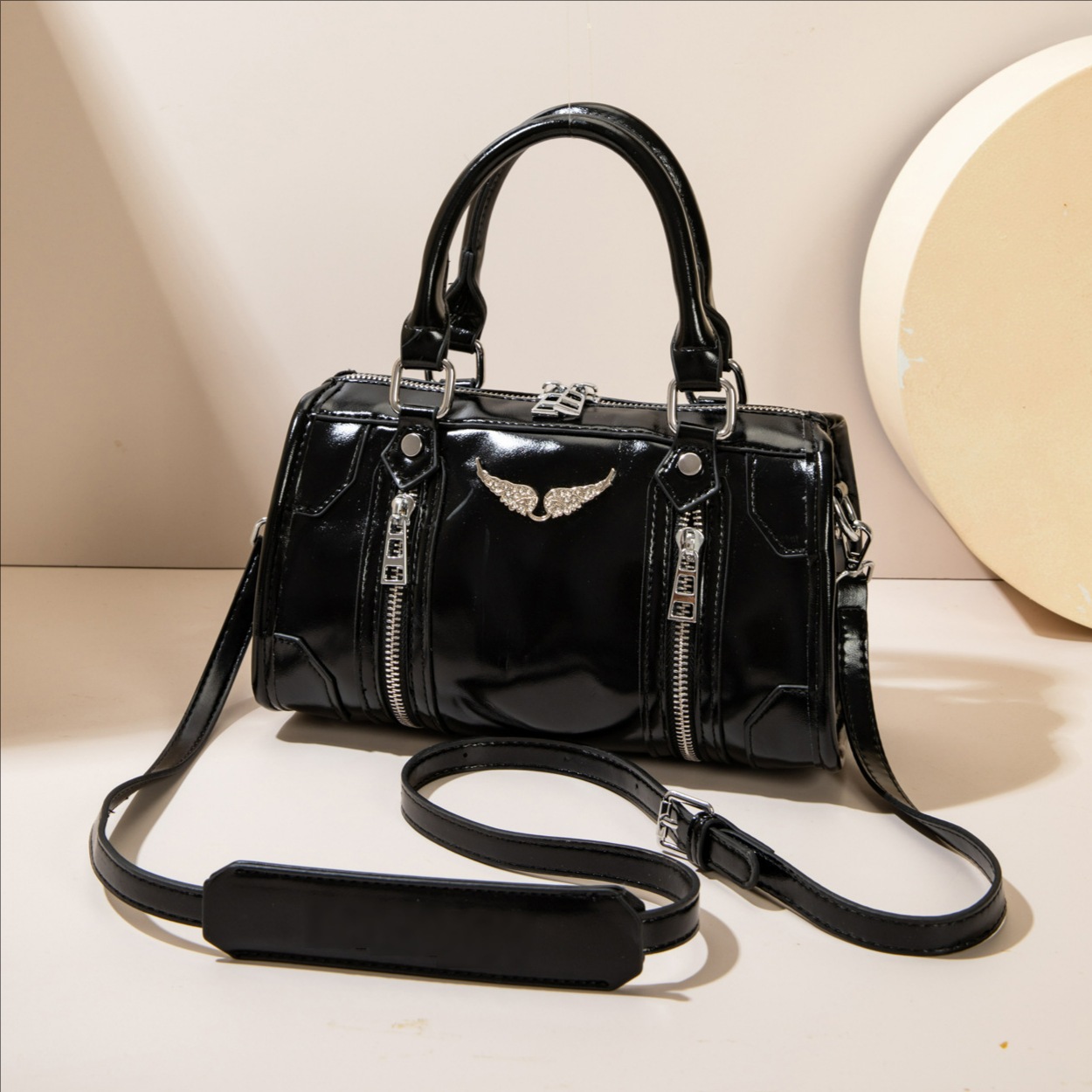 Cross-border Bestseller Womens Large-capacity PU Zipper Closure Casual Chic Shoulder/crossbody Bag European-American Bag