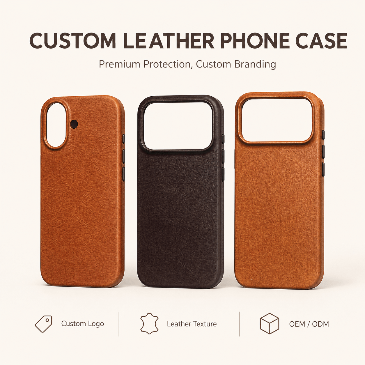 Custom Logo Luxury Genuine Leather Mobile Phone Case Shockproof Magnetic Cover for All Smartphones Wholesale
