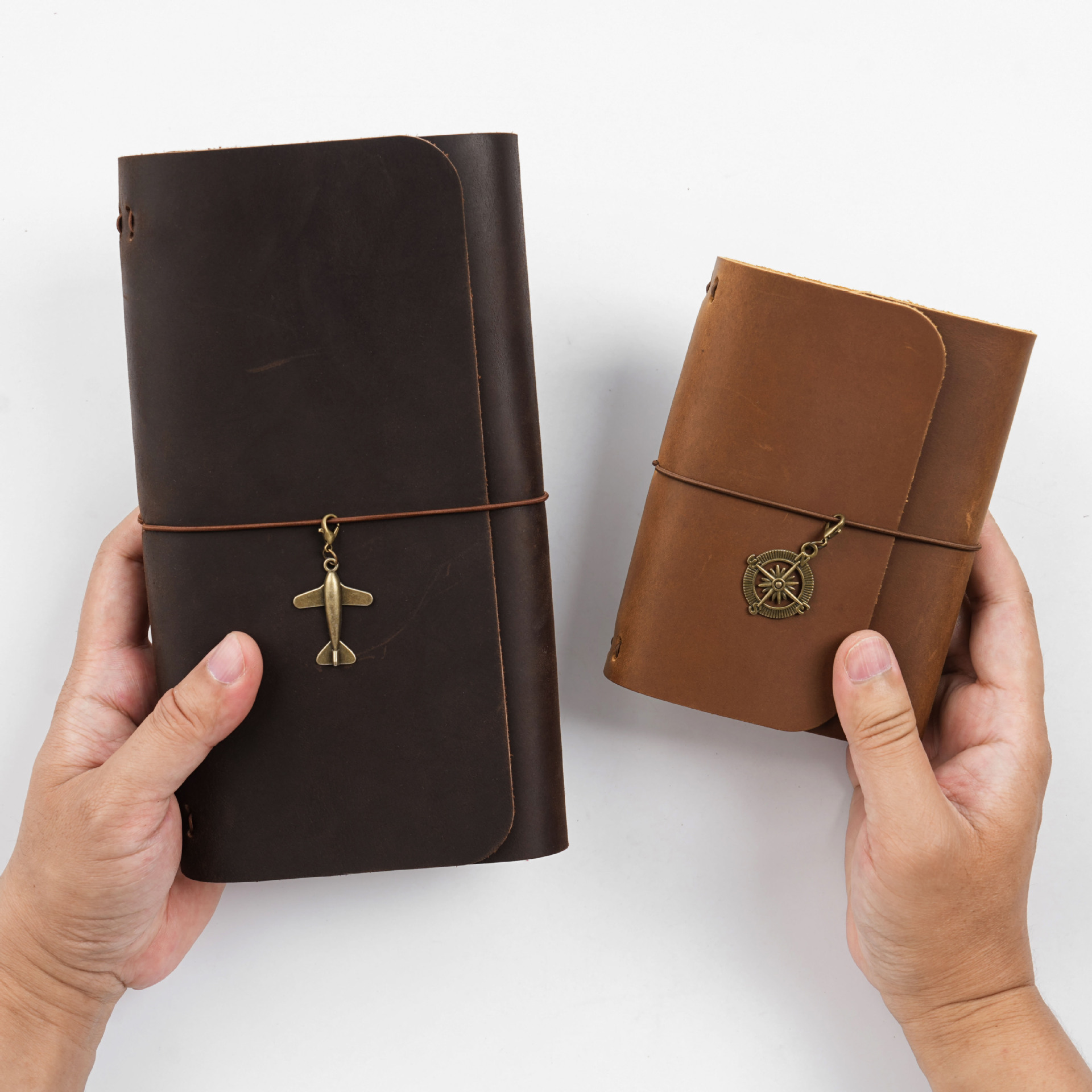 Manufacture Wholesale Logo Custom Genuine Full Grain Leather Journal Hardcover Folder Book Cover Handmade Cow Leather Notebook