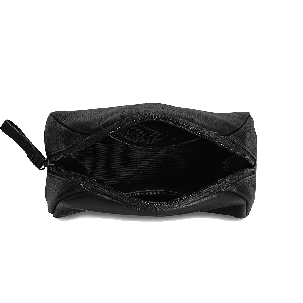 Mount Yanzhi Luxury Handmade Custom Logo Thread Zipper Portable Travel Cosmetic Bag Genuine Leather Soft Handle Makeup Organizer