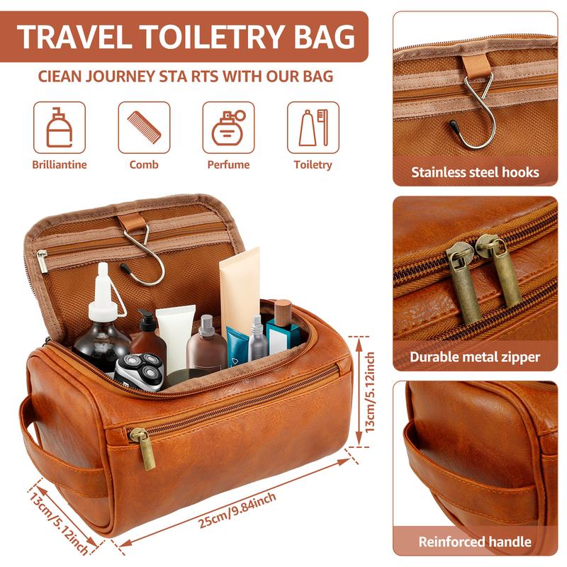 Hot Sale Retro Travel Storage Bag Multi Functional Toilet Bag Custom PU Leather Large Capacity Makeup Bag With Logo