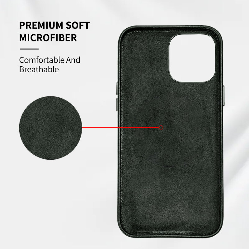 Wintop New Style Genuine Leather &amp; Microfiber Phone Case for iPhone 14/13/12 Crossbody Bag Type Business Protective Cover
