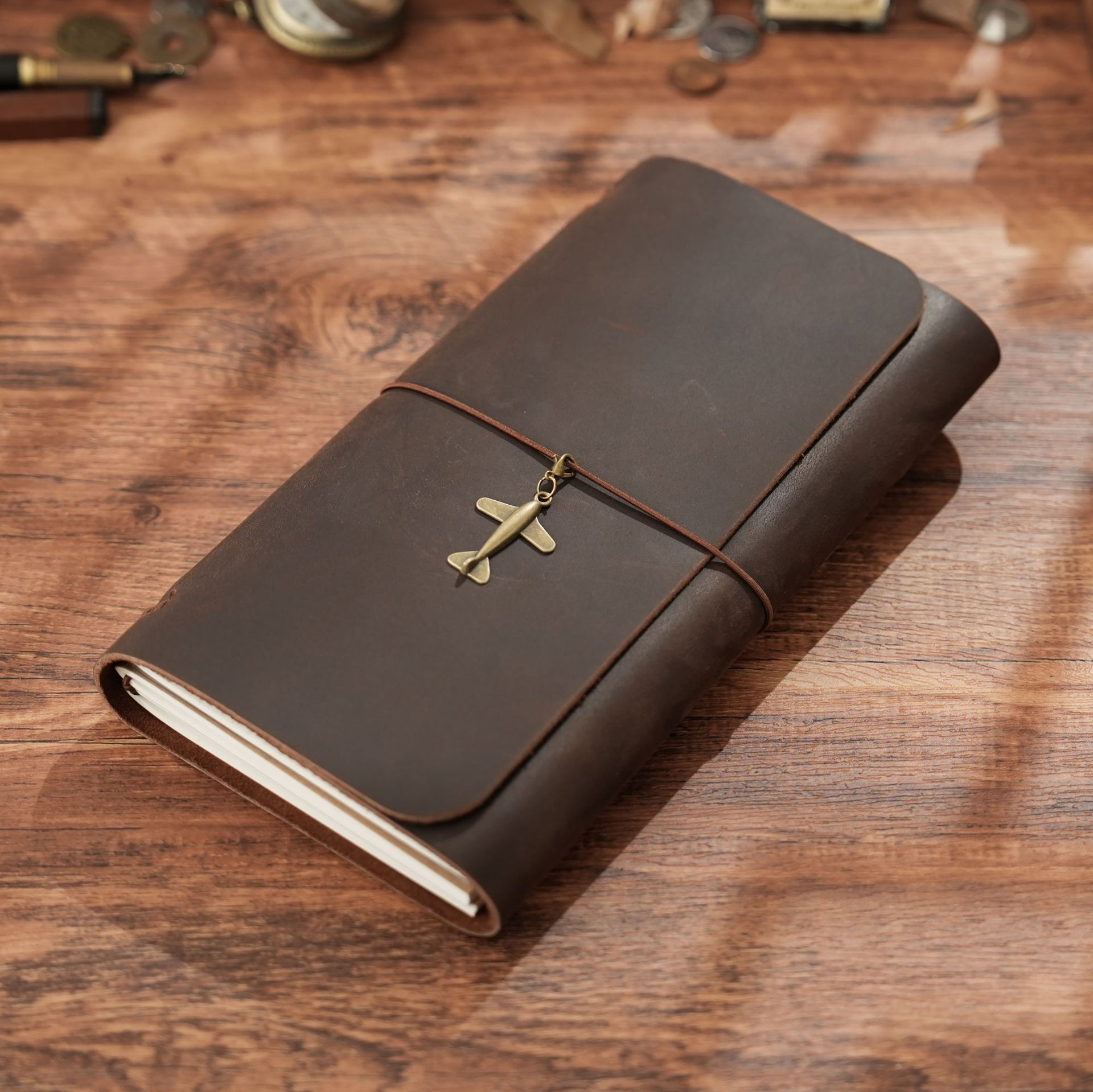 Manufacture Wholesale Logo Custom Genuine Full Grain Leather Journal Hardcover Folder Book Cover Handmade Cow Leather Notebook