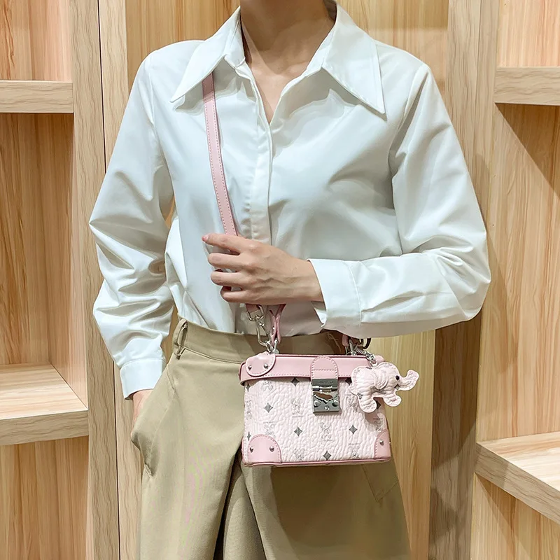 Luxury Genuine Cowhide Leather Mini Trunk Bag Wholesale Factory Price Small Box Handbag for Women Designer Top-Tier