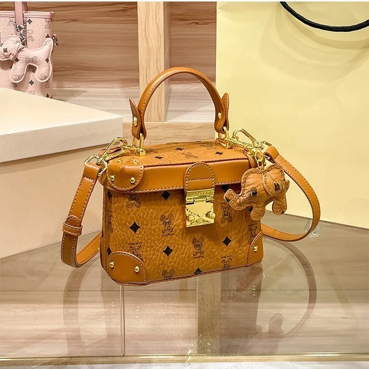Luxury Genuine Cowhide Leather Mini Trunk Bag Wholesale Factory Price Small Box Handbag for Women Designer Top-Tier