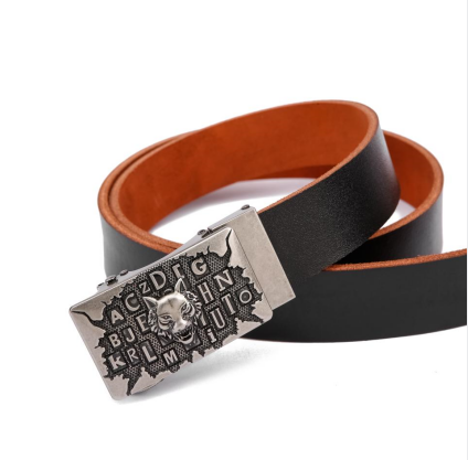 Custom Wholesale OEM Personalized Luxurious Men's Genuine Leather Ratcheting Black Wallet Belt Gift