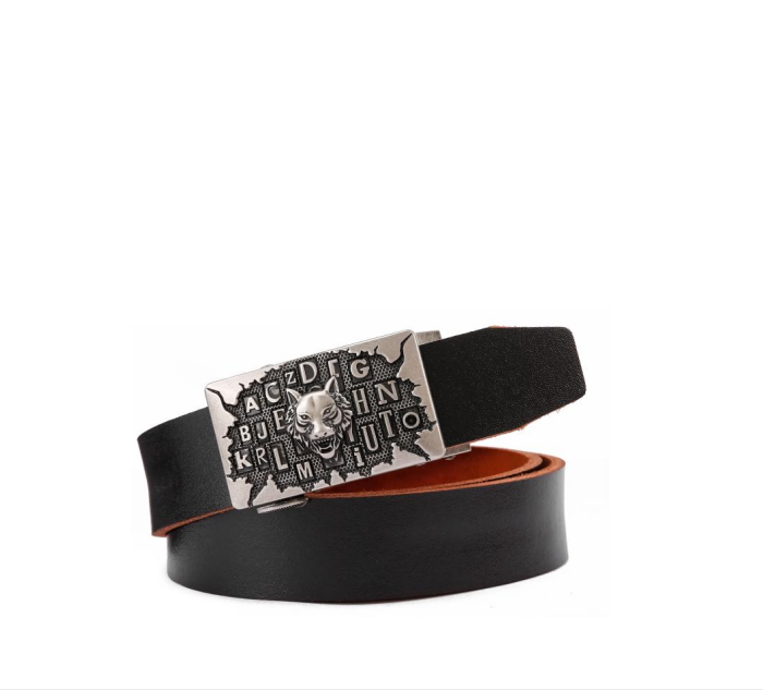 Custom Wholesale OEM Personalized Luxurious Men's Genuine Leather Ratcheting Black Wallet Belt Gift