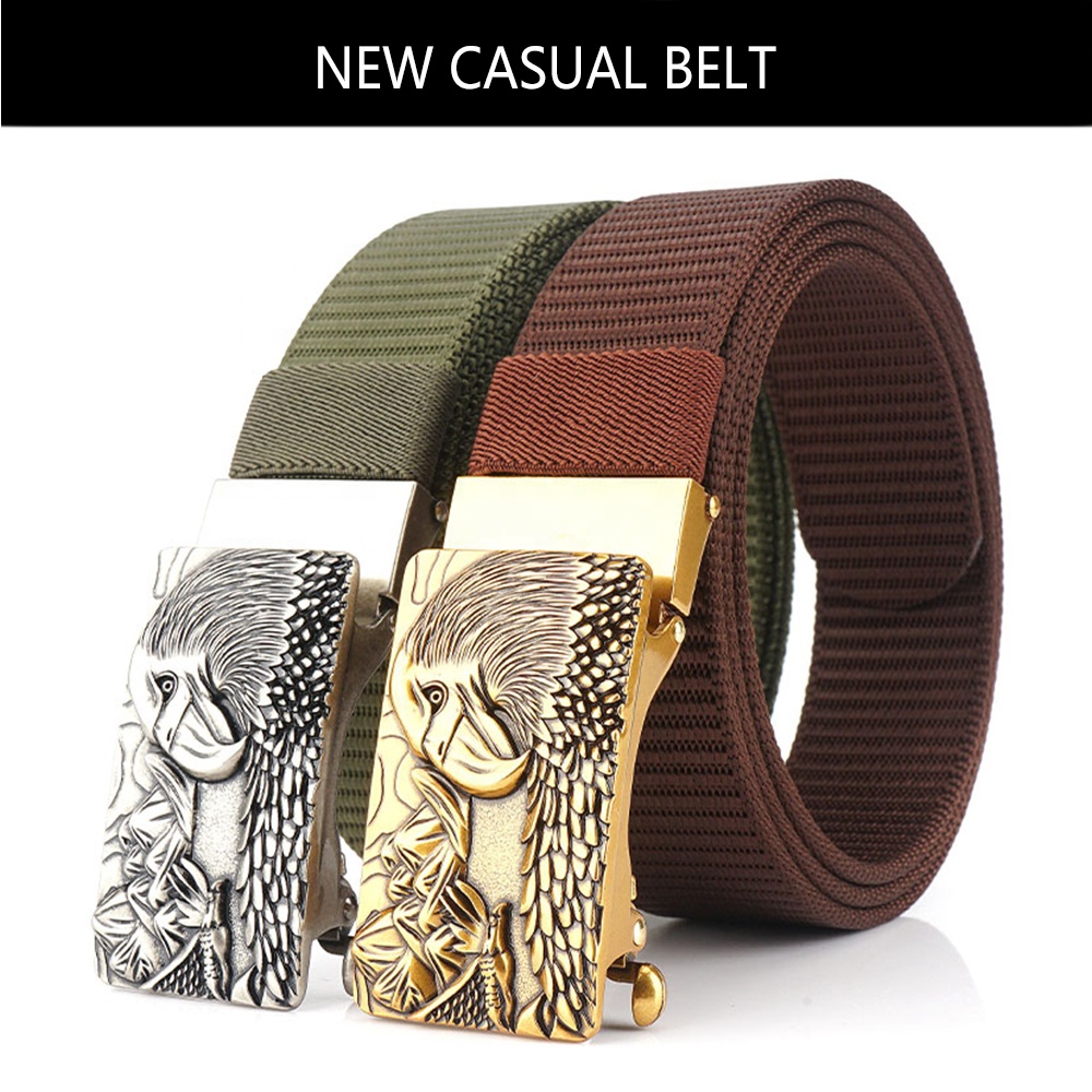 TUSHI Customized Genuine Leather Belt for Men and Women Universal Nylon Fabric with Zinc Alloy Metal Buckle Elastic Waistband