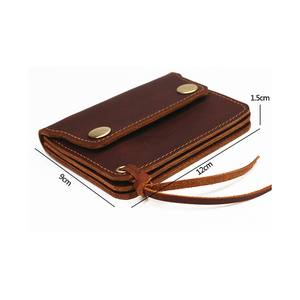 Zipper Cow Leather Cardholder Wallet Minimalist Business Case