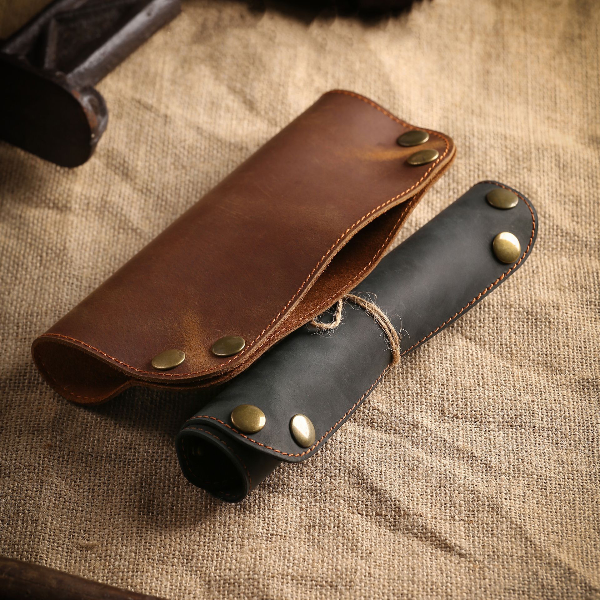 Foldable Change Car Key Storage Laserable Leatherette Walnut Tanned Leather Gray Valet Tray for Car Key Case
