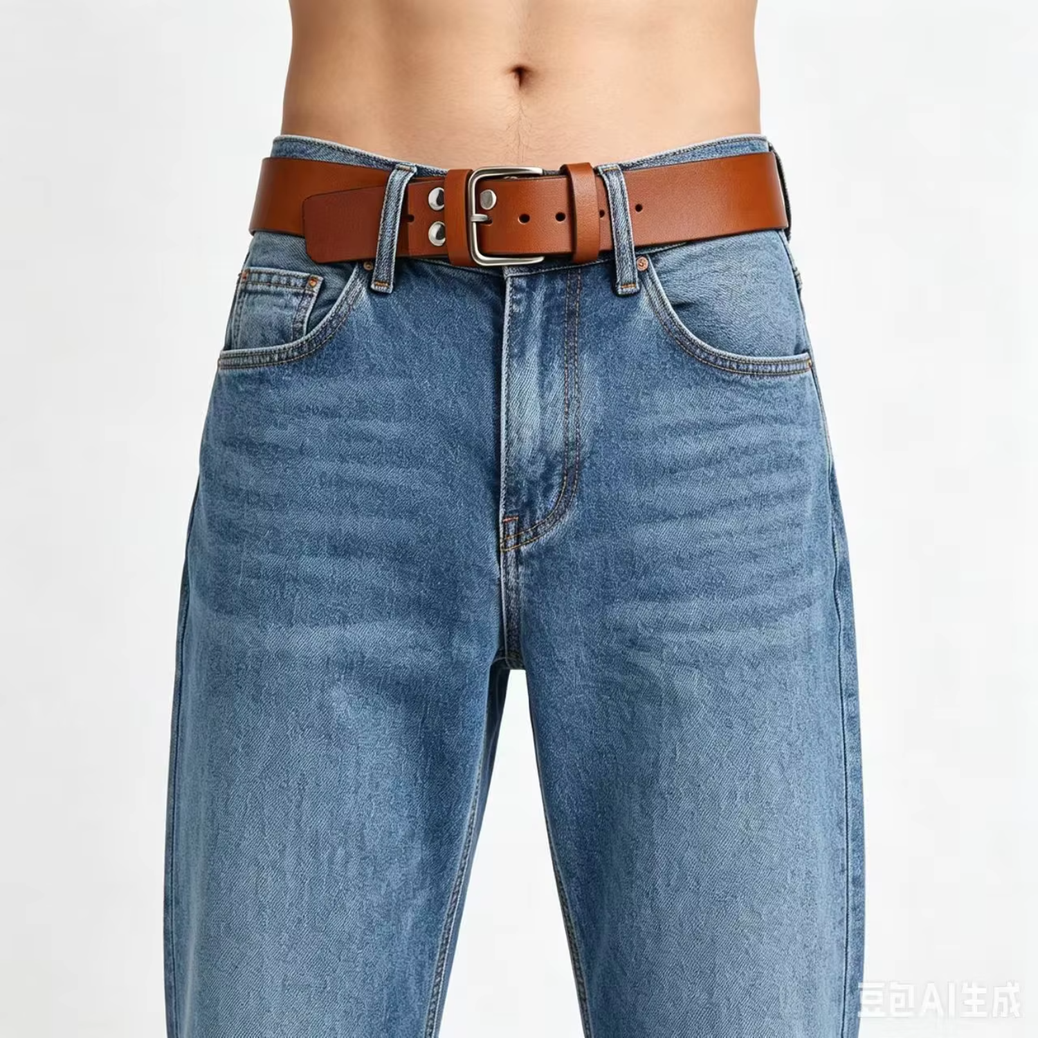 Classics Leather Belt Strap Split Leather Custom Snap on Button Without Buckle 3.8 Width Men Leather Belts Strap