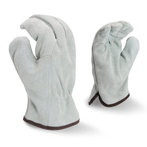MaxiTough Wholesale Gray Split Cowhide Leather Work Gloves Full Leather Open Cuff Heavy Duty Gloves for Industrial Handling