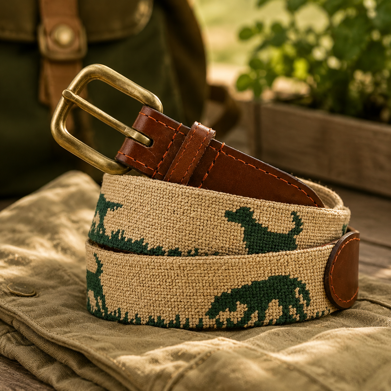 Custom Mens Needlepoint Belt with Solid Brass Buckle for Luxury Hand - Stitched Cowhide Small Leather Manufacture Wedding Gift