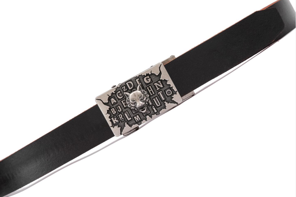 Custom Wholesale OEM Personalized Luxurious Men's Genuine Leather Ratcheting Black Wallet Belt Gift