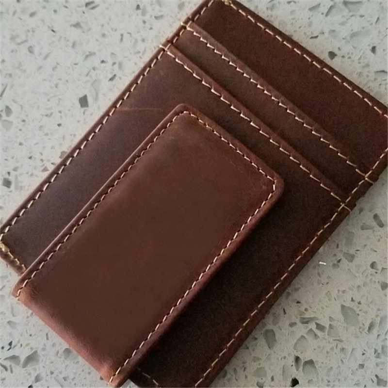 Genuine Leather Money Clip Wallet Custom Money Clip Blocking Leather Magic Wallet Money Clip