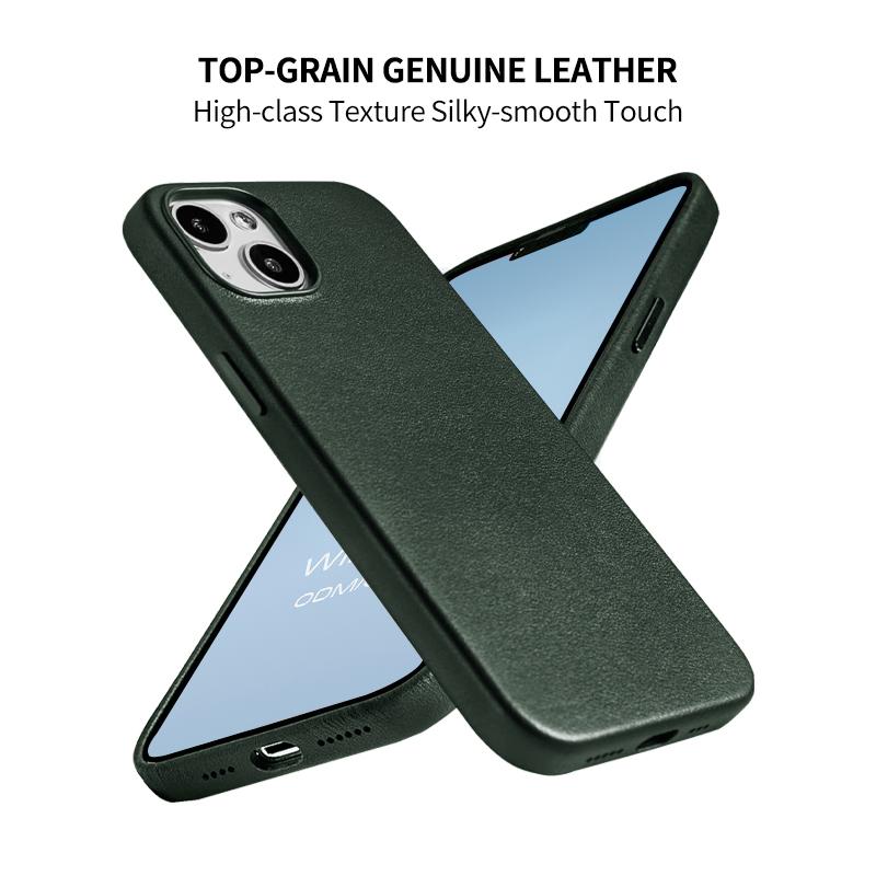 Wintop New Style Genuine Leather &amp; Microfiber Phone Case for iPhone 14/13/12 Crossbody Bag Type Business Protective Cover