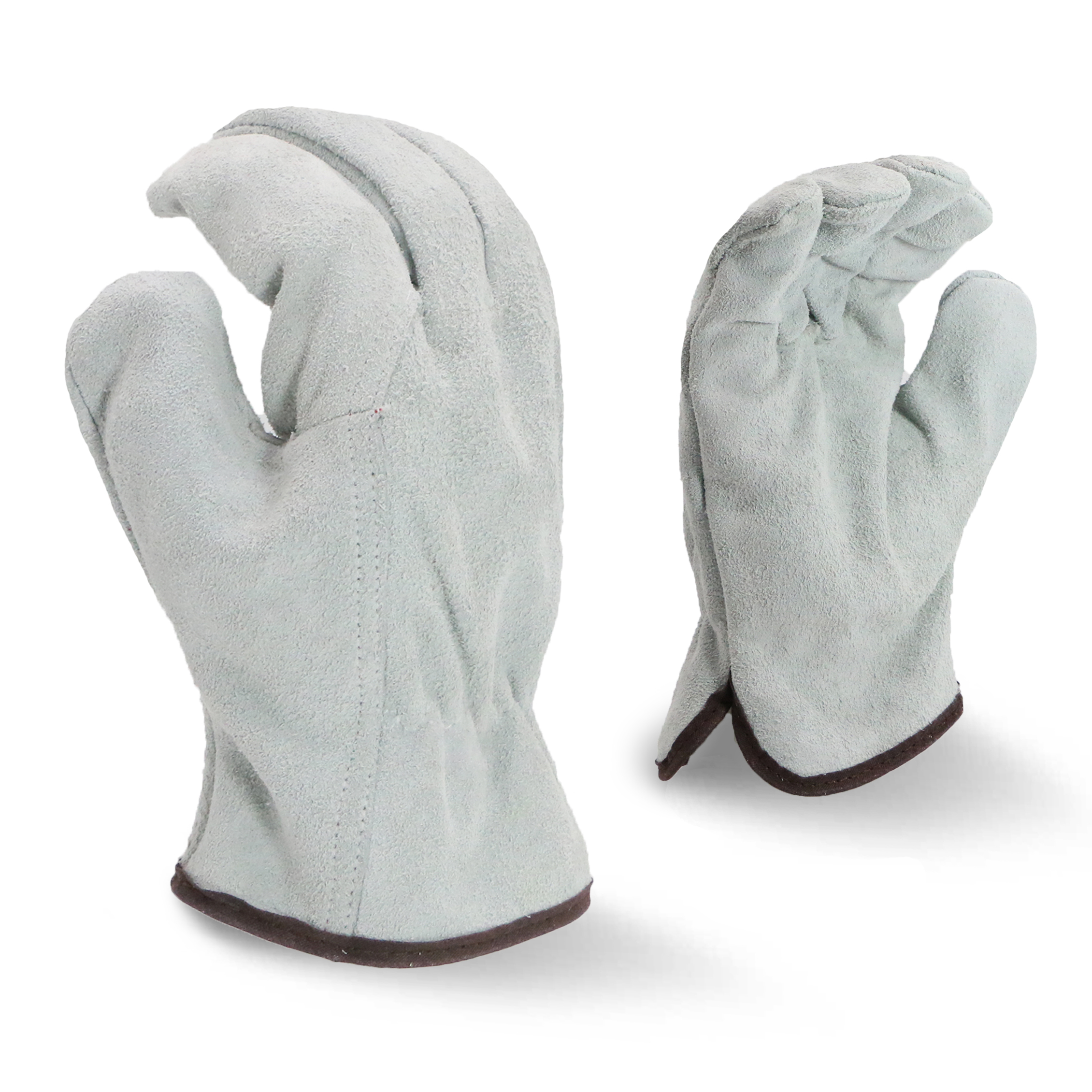 MaxiTough Wholesale Gray Split Cowhide Leather Work Gloves Full Leather Open Cuff Heavy Duty Gloves for Industrial Handling