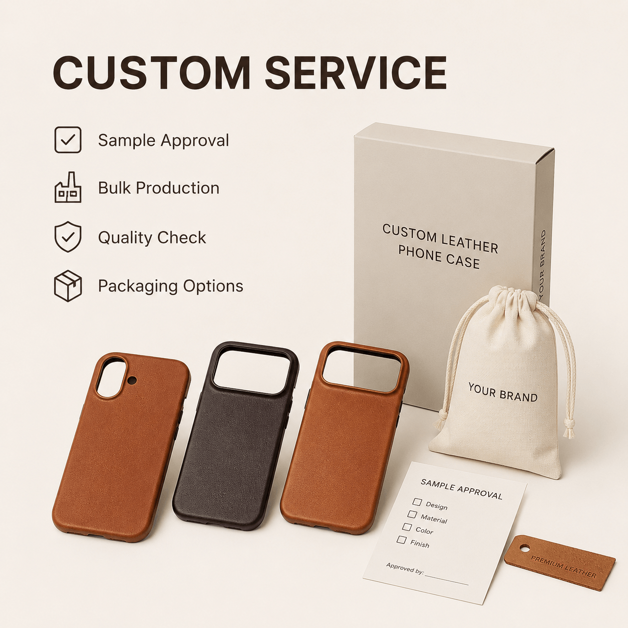 Custom Logo Luxury Genuine Leather Mobile Phone Case Shockproof Magnetic Cover for All Smartphones Wholesale
