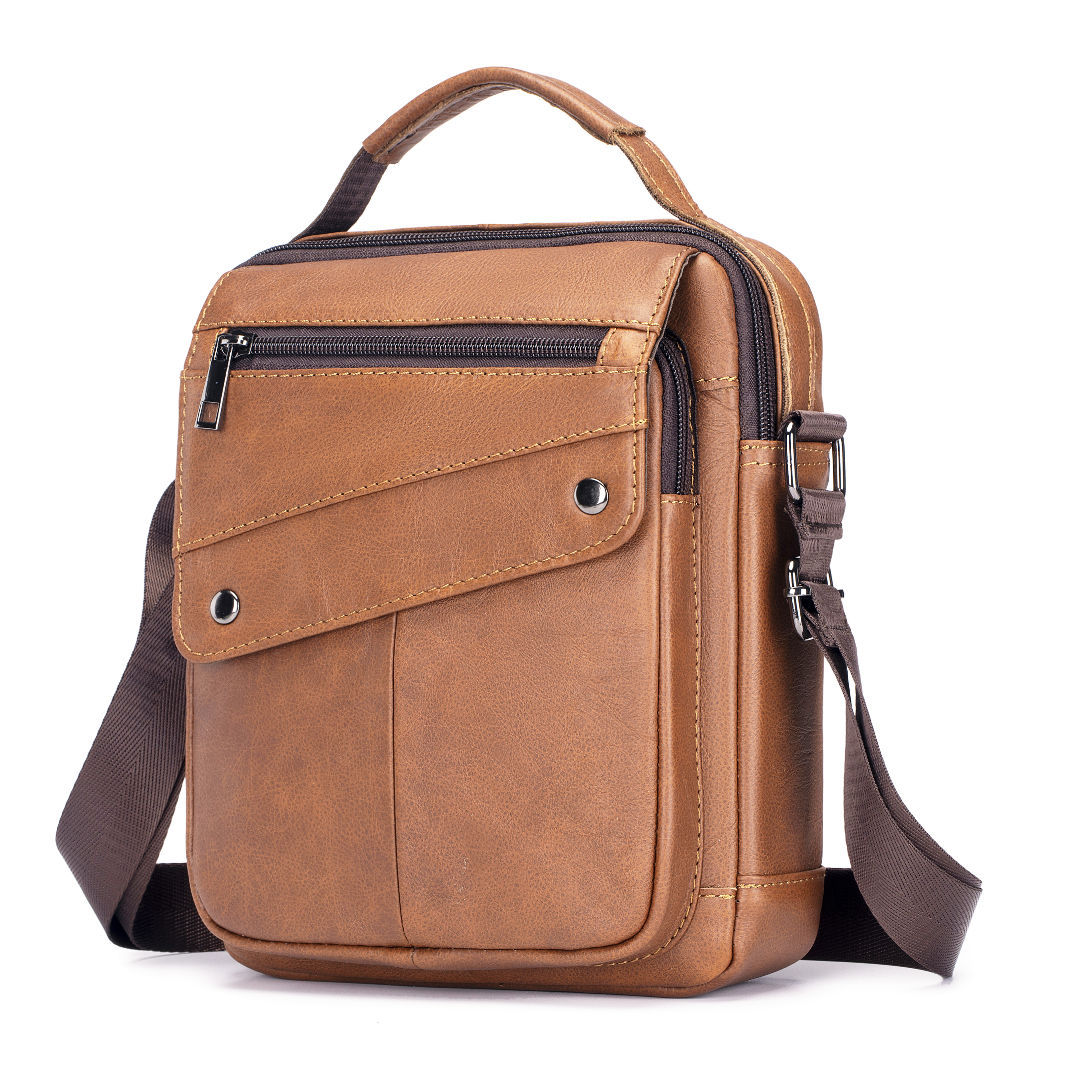 Wholesale First Layer Cowhide Retro Trend Shoulder Bag Men's Large Capacity Hand Genuine Leather Crossbody Bag