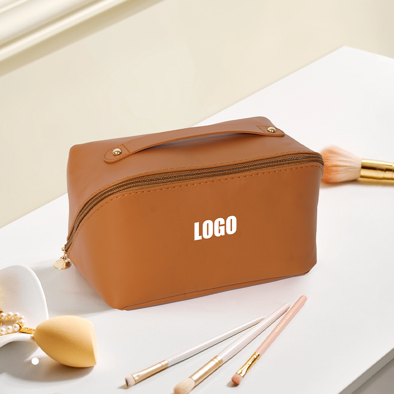 Wholesales Factory Travel Cosmetic Bags PU Leather Portable Makeup Bag Toiletry Pouch Skincare Bag with Custom Logo