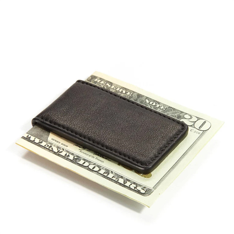 Custom Slim Portable Genuine Leather Magnetic Money Clip for Welcome Gifts and Promotions