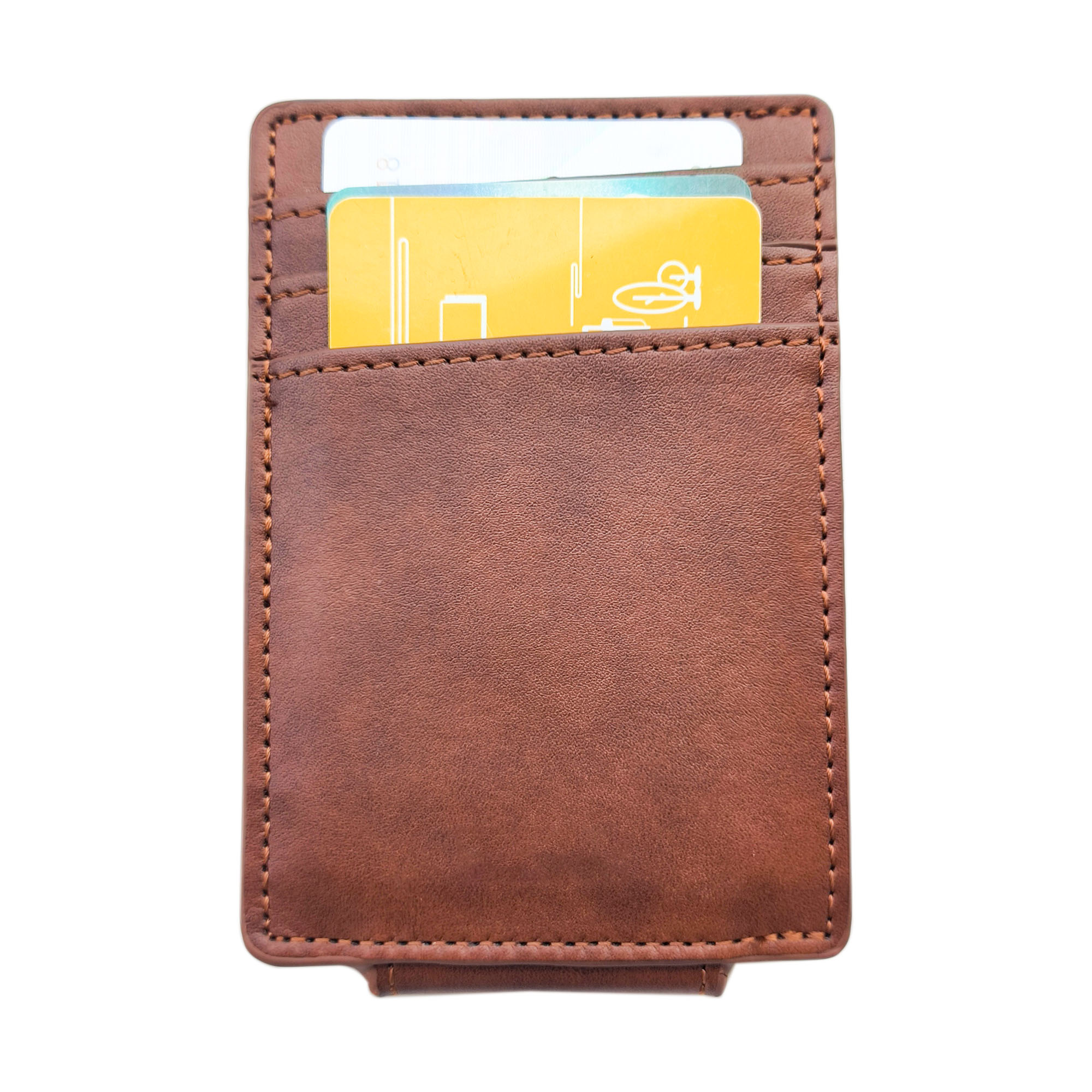 Factory Custom Genuine Top Grain Leather Crazy Horse Leather RFID Card Holder Leather Magnetic Money Clip