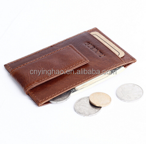 Leather Wallet with Magnetic Money Clip