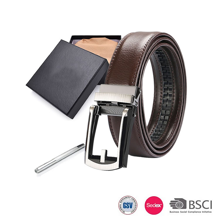 Designer Ratchet Belt No Hole Custom logo Fit Automatic Buckle Belt Men Genuine Leather Belt