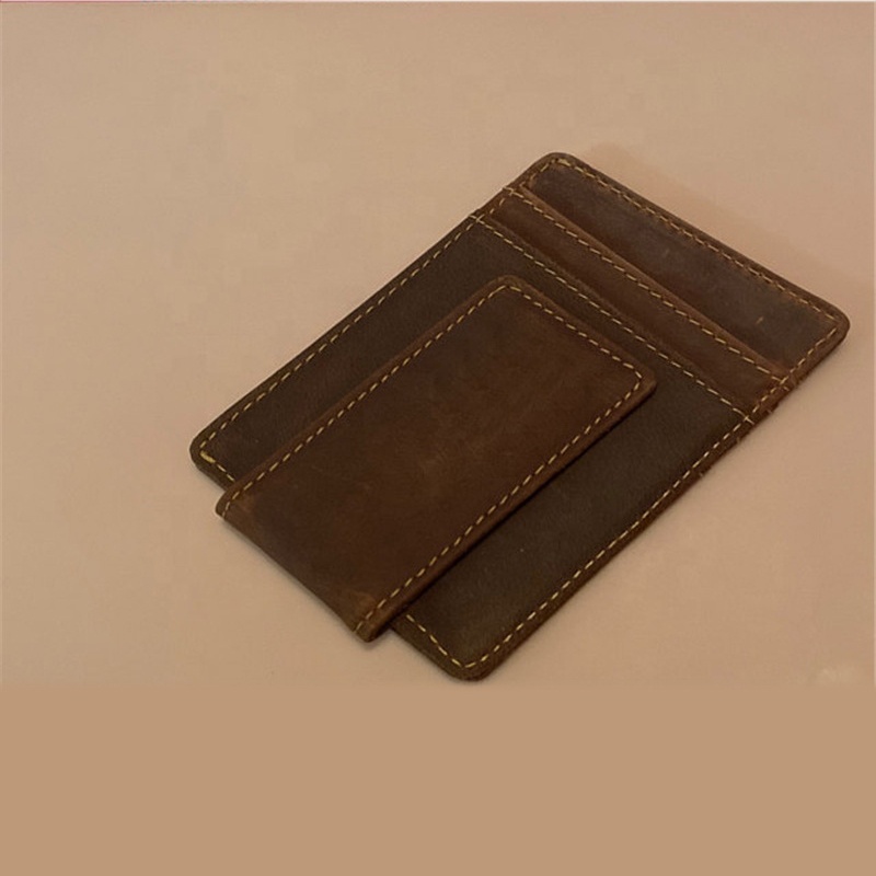 Genuine Leather Money Clip Wallet Custom Money Clip Blocking Leather Magic Wallet Money Clip