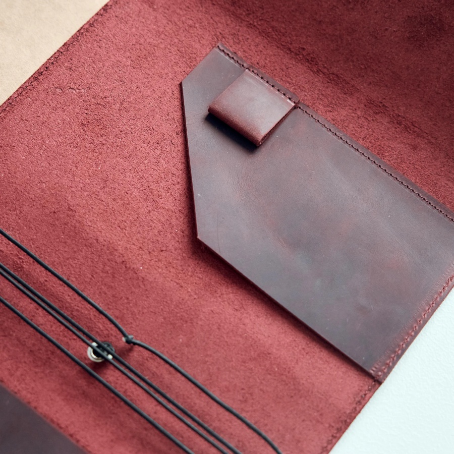 Personalized Genuine Leather Tri-Fold A6/A5 Notebook Cover Custom Engraved Refillable Travelers Journal with Elastic Closure
