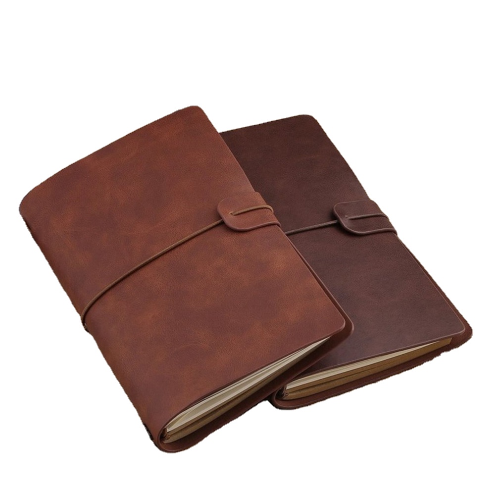 Custom Logo A5 Leather Refillable Travel Journal Notebook With Lined Pages For Business Promotion Leather Journal