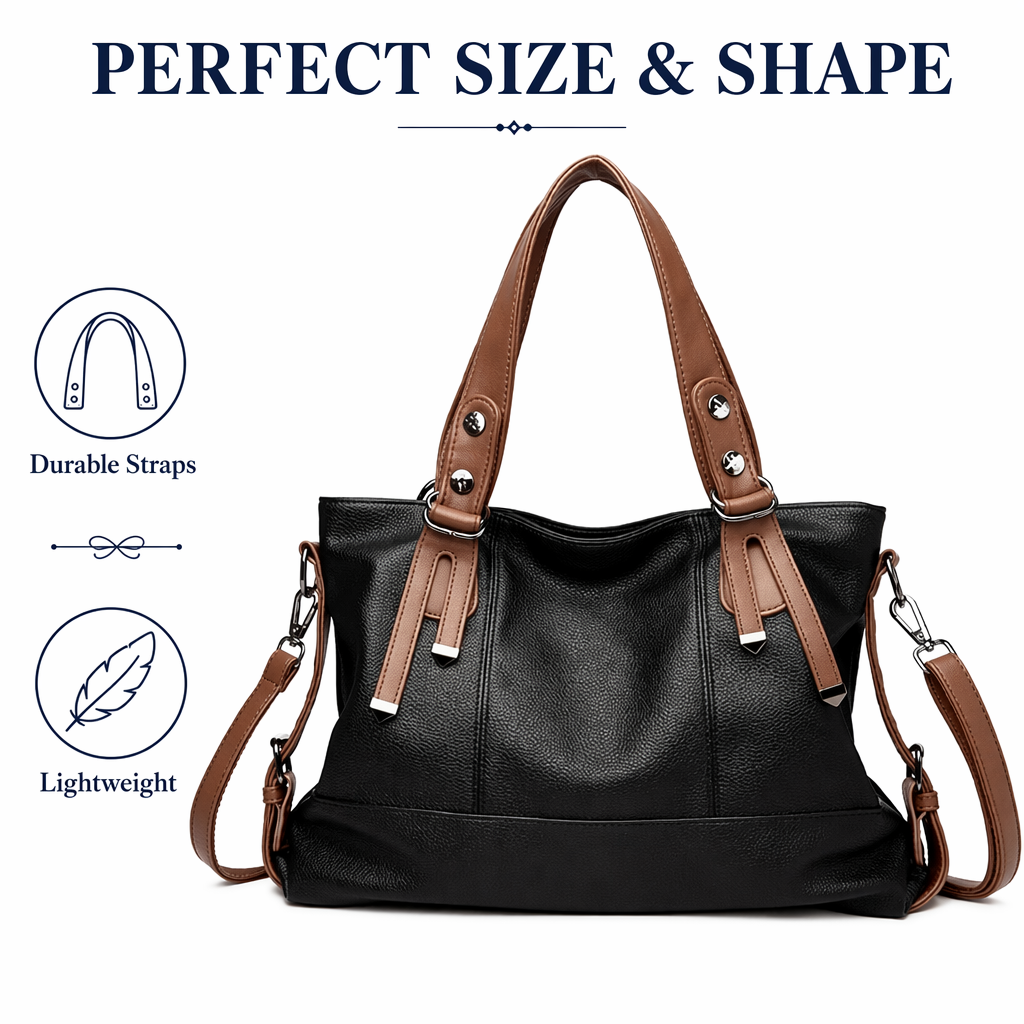 Women's Large Pebbled Leather Tote Bag Top Handle Shoulder Handbag Dual Strap Crossbody Purse Wholesale Custom Logo