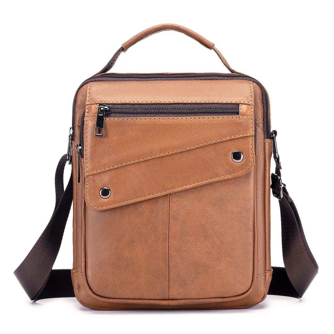 wholesale First Layer Cowhide Retro Trend Shoulder Bag Men's Large Capacity Hand Genuine Leather Crossbody Bag